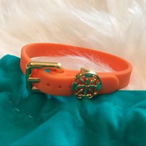 Rustic Cuff || Orange Bracelet with Gold Buckle